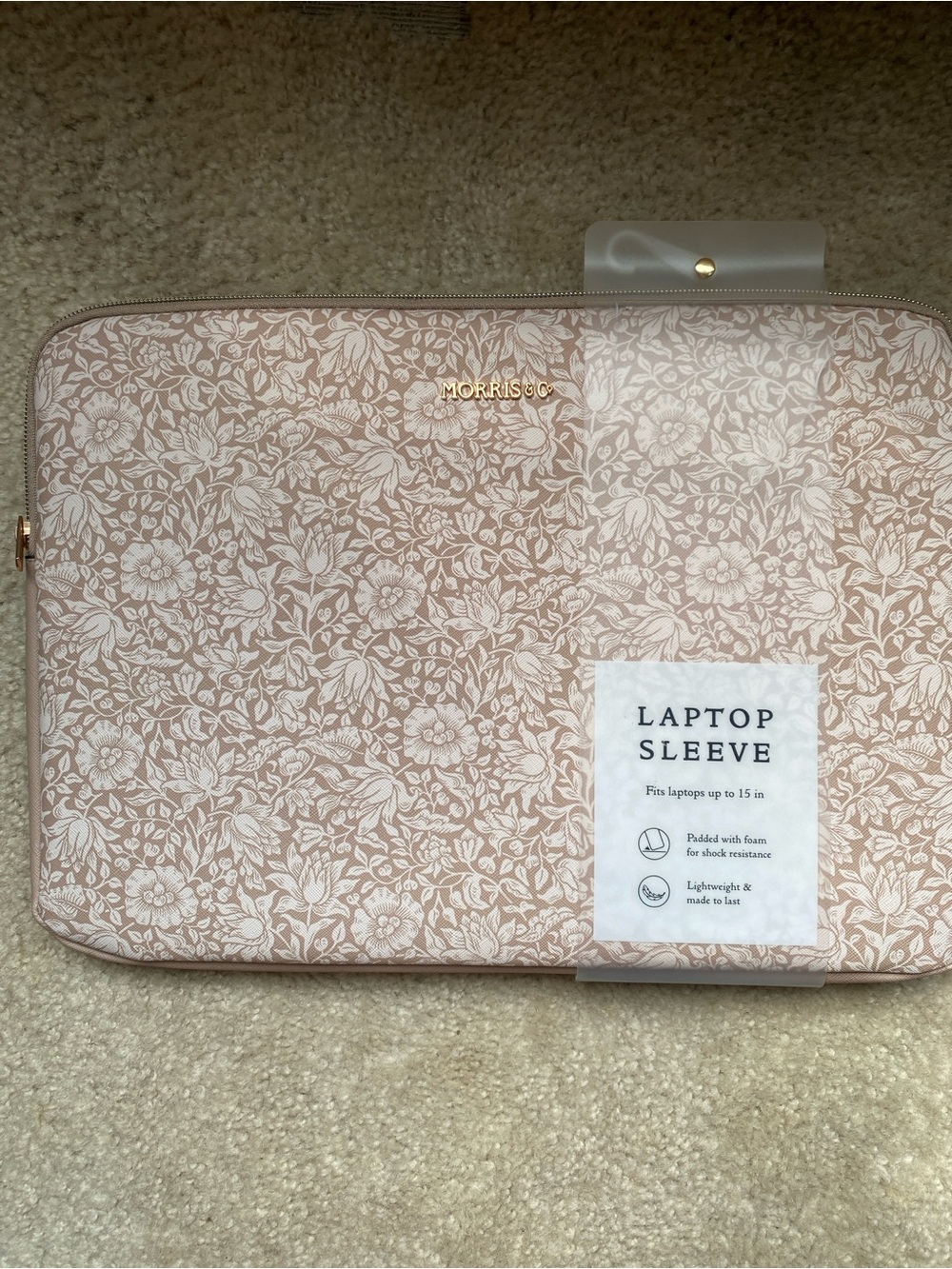 Morris & Co Floral Laptop Sleeve in Dusty Pink - Picture 6 of 7